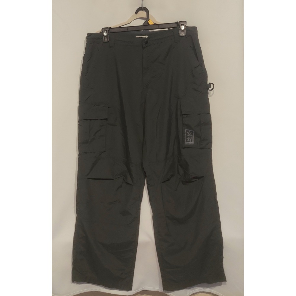 Aeropostale Mens Vintage Y2K Dark Green Baggy Nylon Tech Cargo Pants Size Large